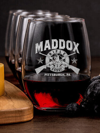 Rifle Association : Cheese Board Wine Glass Gift Sets - Engraved