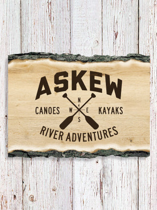 River Adventures : Faux Sliced Log Plaque