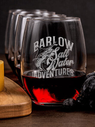 Salt Water Adventures : Cheese Board Wine Glass Gift Sets - Engraved