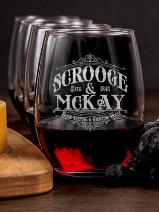 Scrooge : Cheese Board Wine Glass Gift Sets - Engraved