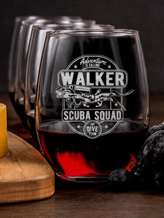 Scuba : Cheese Board Wine Glass Gift Sets - Engraved