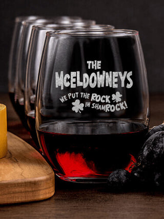 ShamROCK : Cheese Board Wine Glass Gift Sets - Engraved