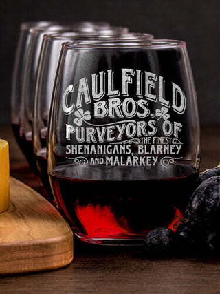 Shenanigans : Cheese Board Wine Glass Gift Sets - Engraved