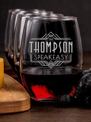 Speakeasy : Cheese Board Wine Glass Gift Sets - Engraved