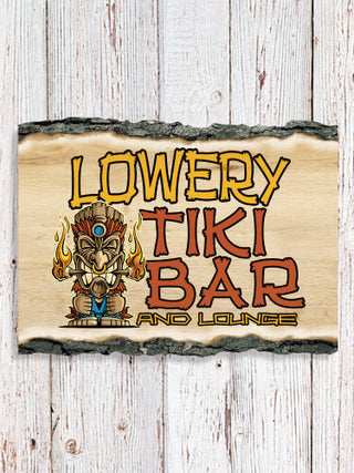 Tiki Bar : Faux Sliced Log Plaque