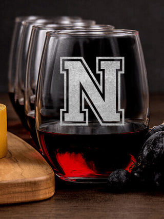 Varsity Letter : Cheese Board Wine Glass Gift Sets - Engraved