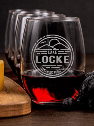 Vintage Lake : Cheese Board Wine Glass Gift Sets - Engraved