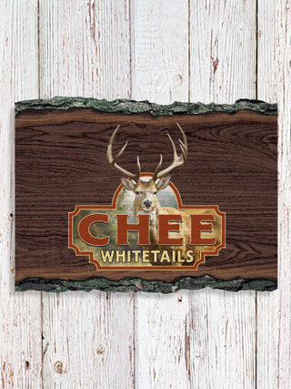 Whitetails : Faux Sliced Log Plaque
