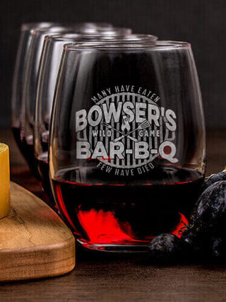 Wild Game Few Have Died BBQ : Cheese Board Wine Glass Gift Sets - Engraved