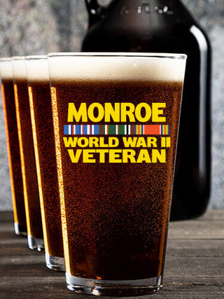WW2 European Veteran : Growler Pint Glass Gift Sets - Color Printed