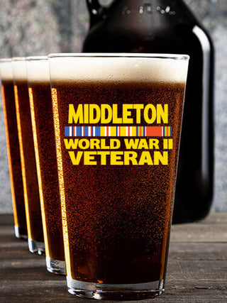WW2 Pacific Veteran : Growler Pint Glass Gift Sets - Color Printed