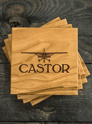 Airplane : Coasters - Engraved