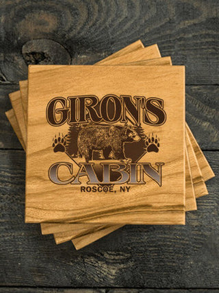 Bear Cabin : Coasters - Engraved