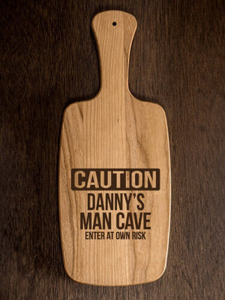 Caution Man Cave : Cheese Boards - Engraved