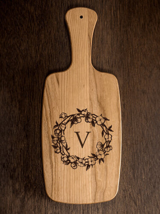 Cotton Wreath Monogram : Cheese Boards - Engraved