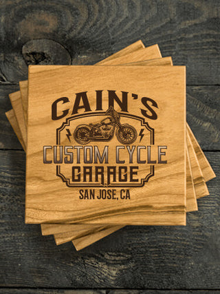 Custom Cycle Garage : Coasters - Engraved