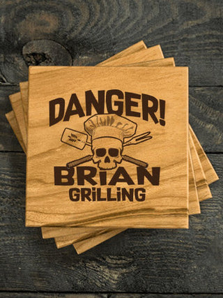 Danger Grilling : Coasters - Engraved