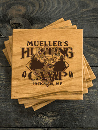 Deer Hunting Camp : Coasters - Engraved