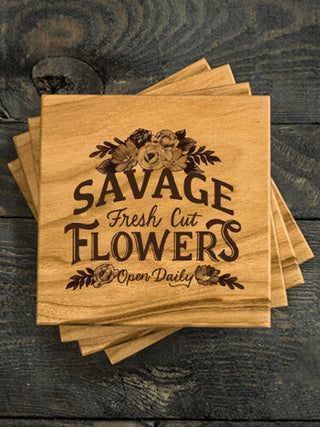 Fresh Cut Flowers : Coasters - Engraved