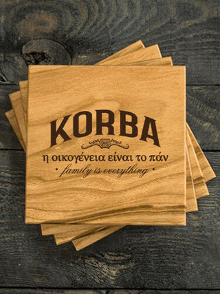 Greek Family Is Everything : Coasters - Engraved