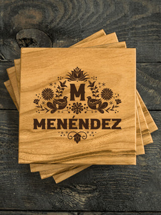 Hispanic Monogram : Coasters - Engraved
