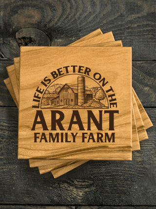 Life Is Better Farm : Coasters - Engraved