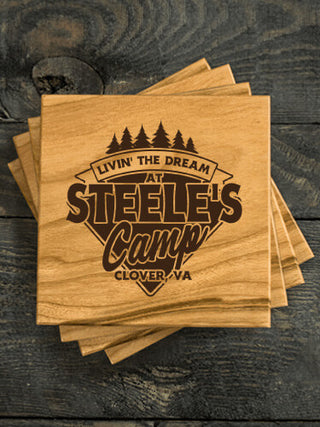Livin' The Dream Camp : Coasters - Engraved
