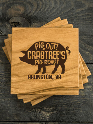 Pig Roast : Coasters - Engraved