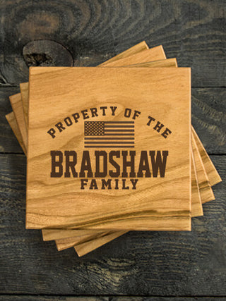 Property of Flag : Coasters - Engraved