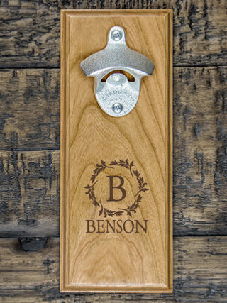 Wreath Monogram : Bottle Openers - Engraved