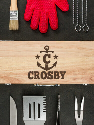 Nautical Monogram : 10 Piece BBQ Set