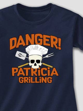 Danger Grilling : Adult Ladies Fitted T-Shirt