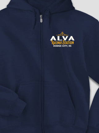 Railway Station : Embroidered Zip Hoodies