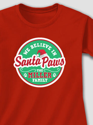 Santa Paws : Adult Ladies Fitted T-Shirt