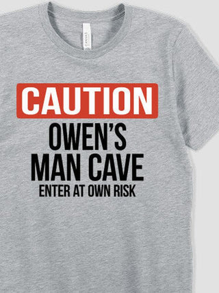 Caution Man Cave : Premium Printed T-Shirts