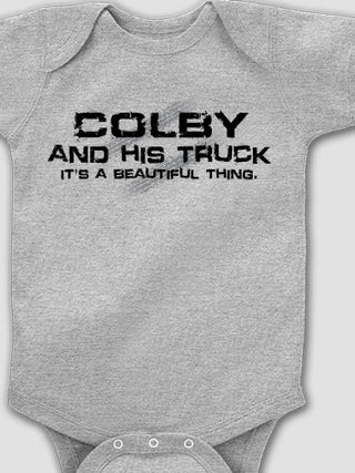 Man and His Truck : Printed Baby Bodysuits