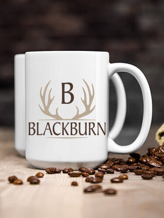 Antler Monogram : Ceramic Coffee Mugs
