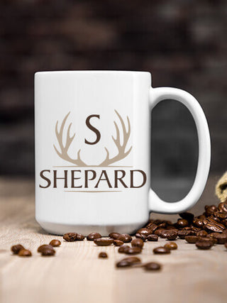 Antler Monogram : Ceramic Coffee Mugs