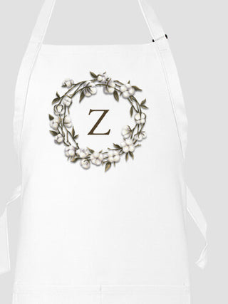 Cotton Wreath Monogram : Printed Aprons