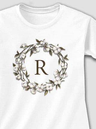 Cotton Wreath Monogram : Adult Ladies Fitted T-Shirt