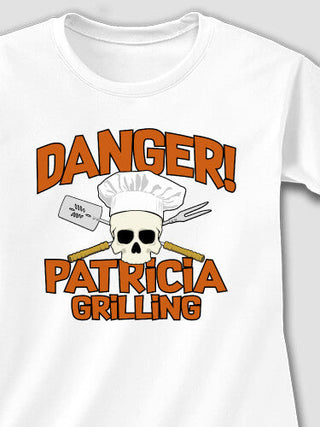 Danger Grilling : Adult Ladies Fitted T-Shirt