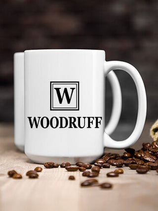 Square Monogram : Ceramic Coffee Mugs