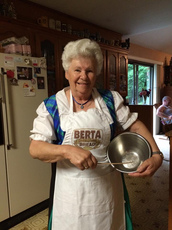 Berta in her personalized Bread apron. 