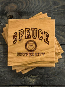 Custom University Wooden Coaster Set