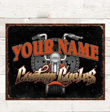personalized Custom Cycles tin sign